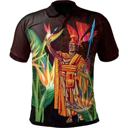 Hawaii Polo Shirt Hawaii King With Bird of Paradise 3D Printed Polo Shirt Men for Women Short Sleeve Summer T-shirt