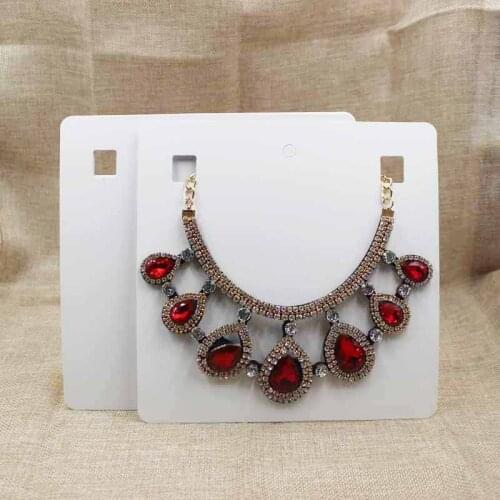 2017 Hard Paper Cardboard 450gsm 19x19cm White extend large costume Necklace Display Card 12pcs +12pcs plastic bag match