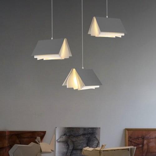 Book Chandelier Modern Minimalist Creative Library Study Personality Nordic Pendant Lamp Themed Restaurant Living Room Iron Lamp