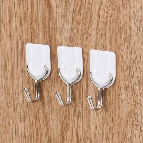 6Pcs/set Strong Sticky Hooks Door Wall Hanger Holder Tiles Glass Adhesive Hooks for Bathroom Kitchen Utensil Clothing