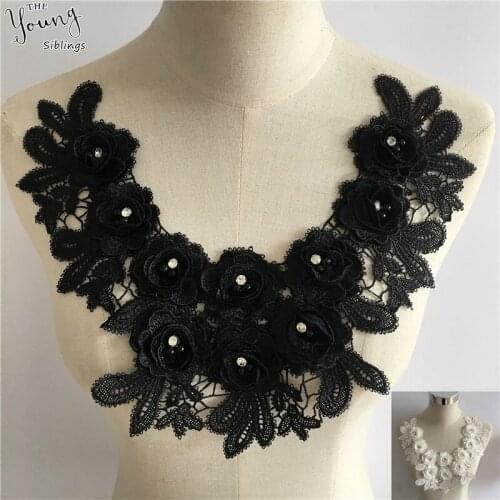 New arrivals 3D Flower Embroidery Polyester Lace Collar Applique Sewing DIY Lace Fabric Decorative Supplies Clothing Accessories