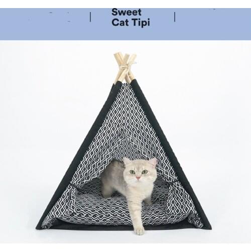 Summer Cat Litter Net Red Ins Toy Climbing Frame Small Solid Wood Washable Tent Nest