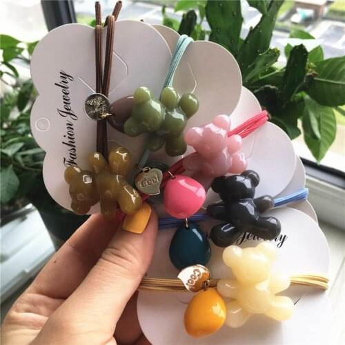Q Cute 3D Bear Hair Rope Fashion Women Elastic Hair Bands Ponytail Holder Gum For Hair Scrunchie Rubber Bands Girls Headdress