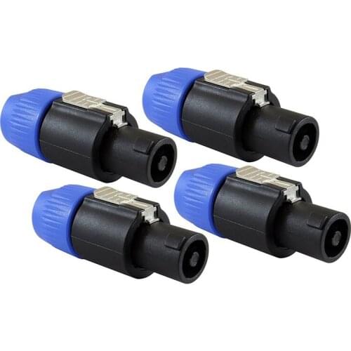 New-Speaker Plug Twist Lock 4 Pole Speaker Plug compatible with Neutrik Speakon NL4FC, NL4FX, NLT4X, NL2FC - 4 PACK