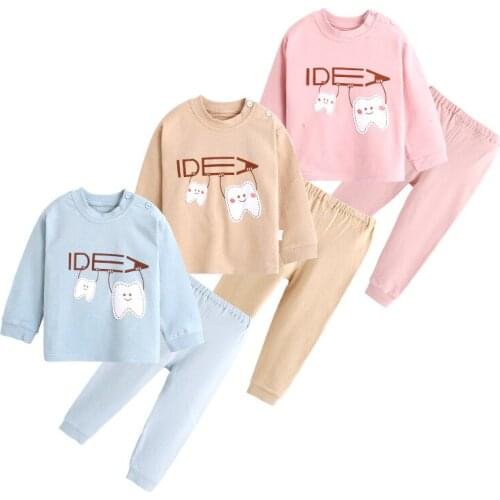 6M-36Y Autumn Children Underwear Set Cotton Kids Shirt Pants Boys Girls Clothing Suit
