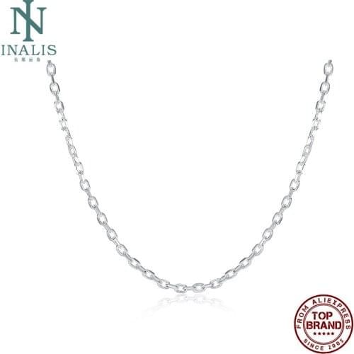 INALIS Trendy Necklaces Square Buckle White Link Chain Necklace For Women Fit Anniversary Birthday Party Jewelry Simple Style