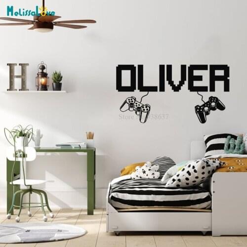 Personalized Gamer Name Baby Room Decor Custom Name Game Controller Playroom Nursery Removable Vinyl Stickers Gaming Gifts BA725