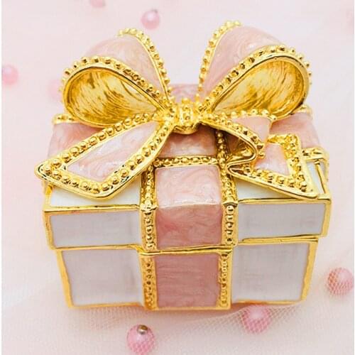 Butterfly Trinket Box Bow Jewelry Box Decorated With Crystal Alloy Storage Box Metal Boxhome Handicraft Decoration