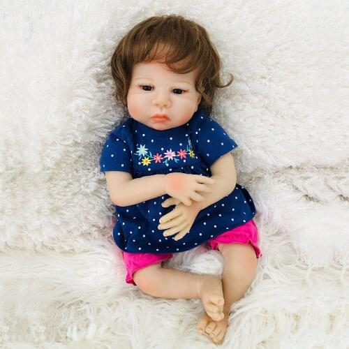 Baby Reborn Silicone Complet Finished Painted Bebe Reborn 18inches Lifelike Real Soft Touch Soft Body Silicone Girl Doll Kid Toy