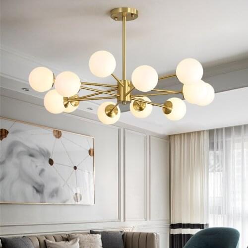 Nordic Magic Bean Molecular Chandelier All Copper Living Room Bedroom Home Decoration LED Ceiling Lamp Indoor Lighting