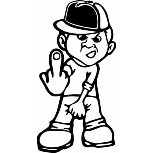 Middle Finger Boy Sticker Car Window Decoration Personality High Quality Waterproof PVC Decal Black/white/Red/ Laser16cm * 8cm