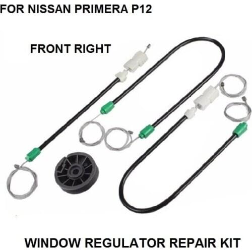 WINDOW REGULATOR REPAIR CABLES AND ROLLER FOR NISSAN PRIMERA P12 FRONT-RIGHT 2002-2015