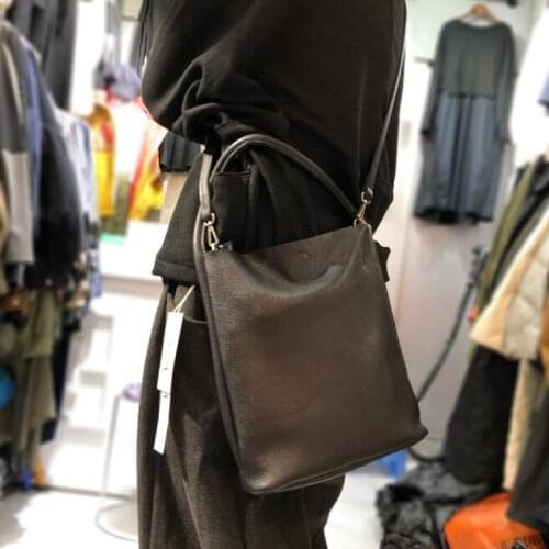 New Bag Genuine Leather Handbags Simple Bolsa Feminina Casual Womens Crossbody Shoulder Bag Multi Wear Lady Big Bucket Handbag