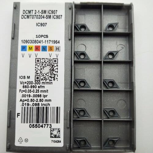 10pcs DCMT070204 SM IC907 DCMT070204 SM IC908 Internal Turning Tool CNC Carbide Insert DCMT 070204 Turning Tools Blade Cutter