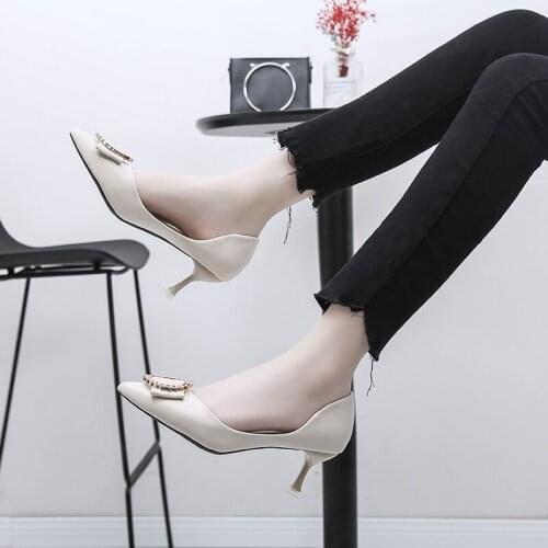 Women Pumps Solid Pointed Toe Wedding Shoes Spring Autumn Elegant Offical Ladies Shoes Women High Heels Female Shoes U14-29