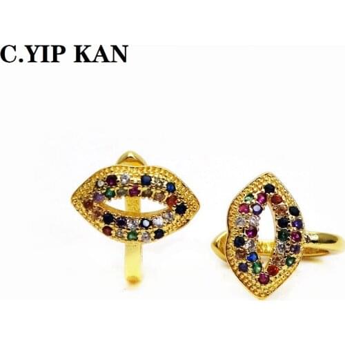 C.YIP KAN Fashion U-shaped gold-plated ear clip copper micro inlay color zircon shining star earring ear bone clip