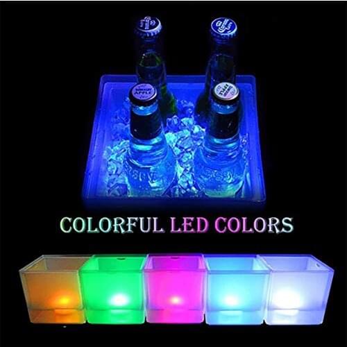New LED Ice Bucket 3.5L Double Layer Square Bar Beer Ice Bucket Multi-Color Changing Durable Ice Wine Bucket For Bar disco