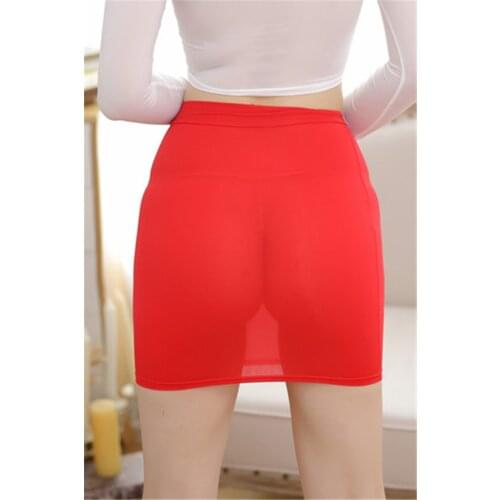 Ice silk transparent slim skirt 2019 summer new sexy bag hip skirt short skirt sexy Bodycon wrap mini skirt