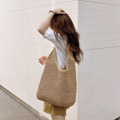 Casual Hand-Woven Soft-Faced Handbag Women Korean Style Simple Large-Capacity Shoulder Bag WomenS Fashion Holiday Handbag Woman