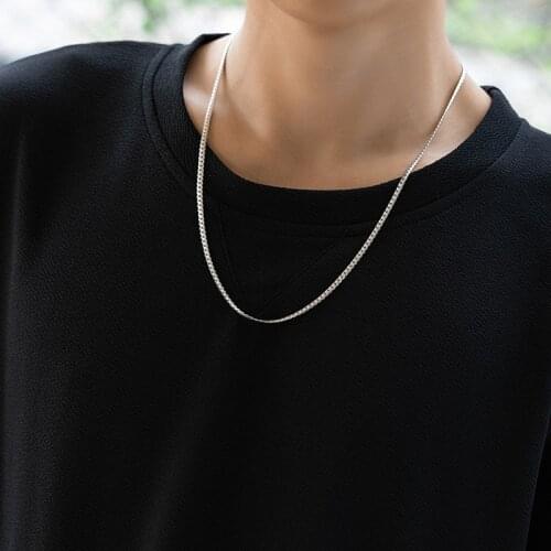 Flat Snake Bone Necklace Male Trend Hip Hop Korean Version of Simple Ins Basic Wild Clavicle Chain Snake Bone Chain