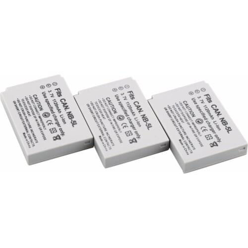 PROBTY 3Pcs NB-5L NB 5L NB5L Battery For Canon IXUS 800 850 860 870 900 90 950 960 970 980 990 IS IXY 800 810 820 830 Camera