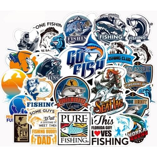 A 50Pcs Funny Fisherman Go Fishing Sticker For Notebook Suitcase Refrigerator Skateboard DIY Graffiti Modeling