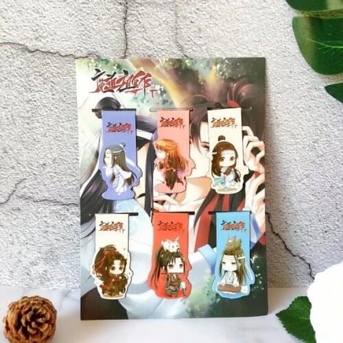 6Pcs/Set Anime Mo Dao Zu Shi Magnetic Page Markers Bookmark Cute Book Paper Files Organiser for Student Reading Accessories