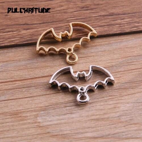 4pcs 20*30mm Two Color Alloy Jewelry Accessories Animal Bat Charm Hollow Glue Blank Pendant Tray Bezel 11D85