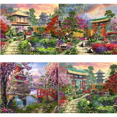 New 5D DIY Diamond Painting Landscape Tower Diamond Embroidery Full Square Round Drill Scenery Cross Stitch Crafts Home Decor
