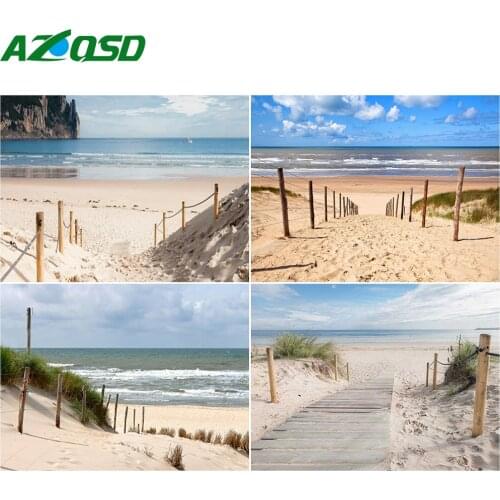 AZQSD 5D Diamond Painting Beach Cross Stitch Kits Picture Of Rhinestones Diamond Embroidery Landscape Mosaic Handmade Craft