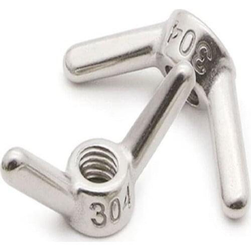 Free delivery 304 stainless steel hand screw nut long ear butterfly nut horns ingot screw cap M6 M8 M10 M12M14M16M20M22M24