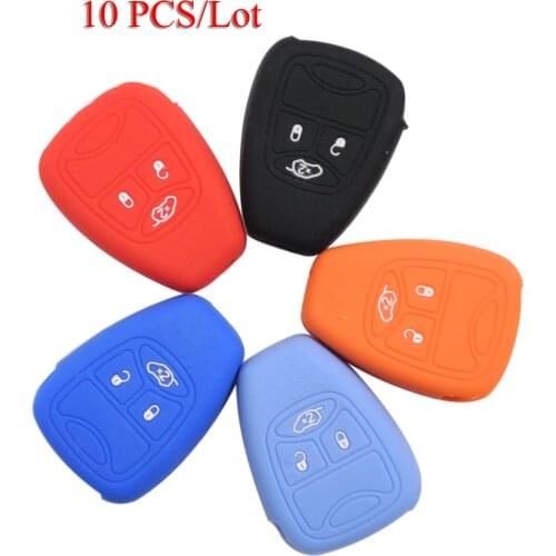Kutery 10PCS/Lot Silicone Rubber Car Key Cover Case For Chrysler Dodge Ram Jeep Grand Cherokee Remote Key Protecor 3Buttons