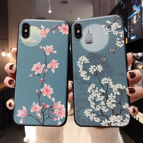 A10 A20 A30 A40 A50 A70 Case Vintage Flower 3D Emboss Soft TPU Back Cover for Samsung S10 S8 S9 Plus Note 10 Plus 8 9 Coque Etui