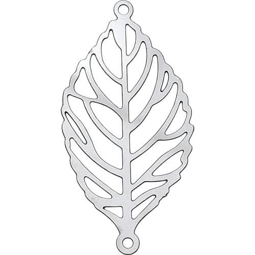 DoreenBeads Filigree Stainless Steel Connectors Jewelry Findings Leaf Silver Color 30 x 15mm, Hole: 1mm 1 Piece new