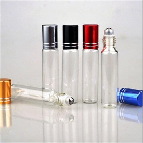 10ML Travel Clear Roller Refillable Essential Oil Roll-on Glass Perfume Bottle Lip Balms Roll On Bottles