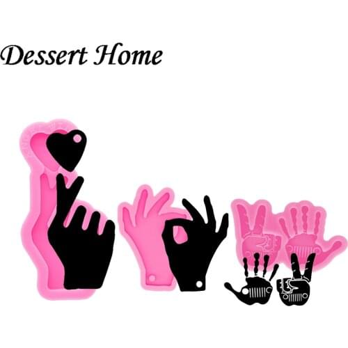 DY0118 Shiny Epoxy Resin Molds Sign Language I Love You Mold for DIY Keychain Pendant jewellery making Hand Silicone Molds