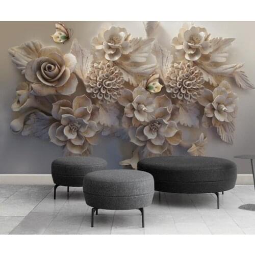 Photo wallpaper wall mural Embossed 3D flower butterfly living room 3d wallpaper mural wall papers home decor