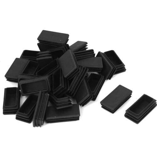 Hot Sale Plastic Rectangle Blanking End Tube Caps Inserts 25x50mm 30pcs Black
