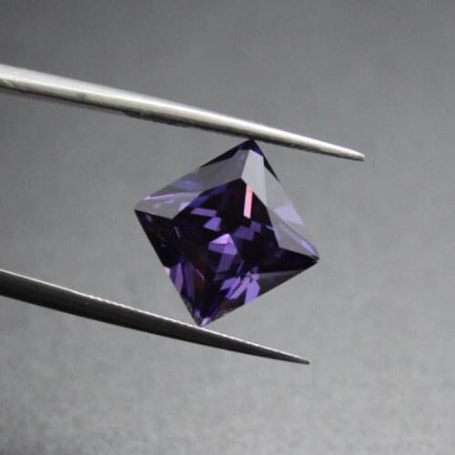 Square shape princess cut Purple Cubic Zirconia CZ created gemstone beads for jewelry making DIY brilliant loose diamonds stone