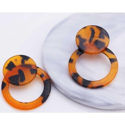 Fashion Colorful Leopard Acrylic Earring for Women Jewelry Circle Round Geometry Resin Statement Hanging Earrings Brincos