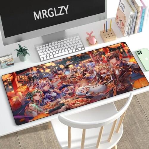 MRGLZY Drop shipping 400*900MM XXL Genshin Impact Mouse Pad Gamer Large Desk Mat Computer Gaming Peripheral Accessories MousePad