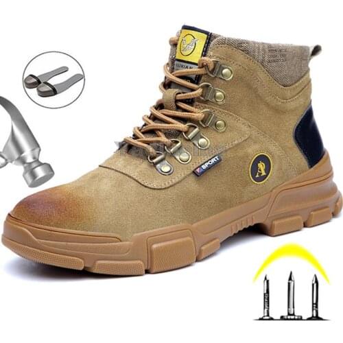 Genuine Leather Men Boots Steel Toe Safety Shoes Winter Boots Men Shoes Anti-puncture Military Boots Water Proof Hiking Boots 46