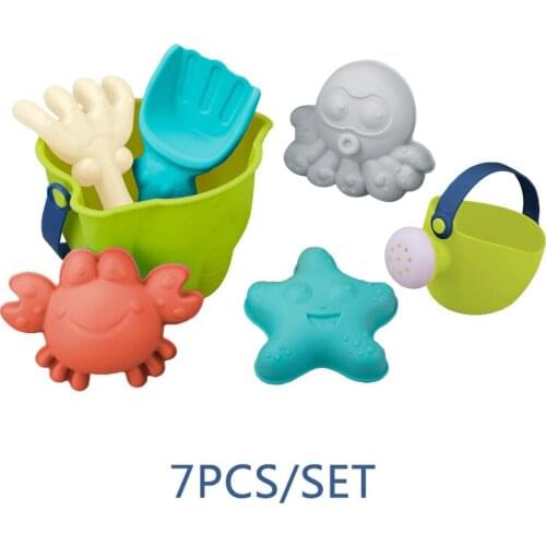 Soft Silicone Beach Sand Box Bucket Spade Shovel Rake Pool Water Table play Outdoor Fun Beach Summer Toys Water Game Kids Toy