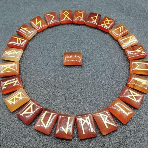 Natural Rune Stones Set Polished Runic Alphabet Engraved Stones For Amulet Meditation Divination Healing Bracelet Decor