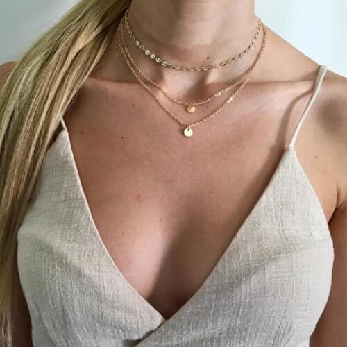 New Gold Coin Chain Choker Necklace For Women Multi Layer Chocker Necklaces collar collier femme collares bijoux jewellery