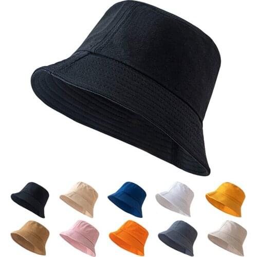 Unisex Cotton Bucket Hats men women Summer Sunscreen Panama Hat Men Pure Color Sunbonnet Fedoras Outdoor Fisherman Hat Beach Cap