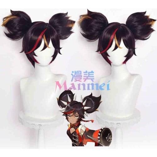 Genshin Impact XINYAN Cosplay Wig Cosplay Short Brown Hair Cosplay Hair 30 cm Synthetic Hair Women Cos