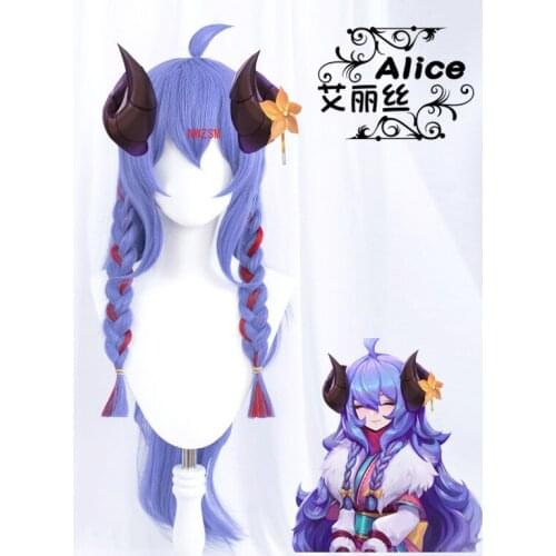 L-email wig Spirit Blossom Kindred Cosplay Wig LoL Cosplay Loose Wave Straight Purple Braided Wigs Heat Resistant Synthetic Hair