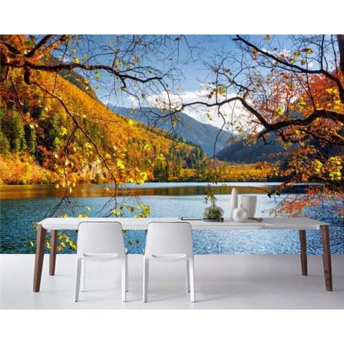 Parks Lake Autumn Scenery Nature photo Landscape 3d wallpaper papel de parede,living room sofa TV wall bedroom bathroom murals