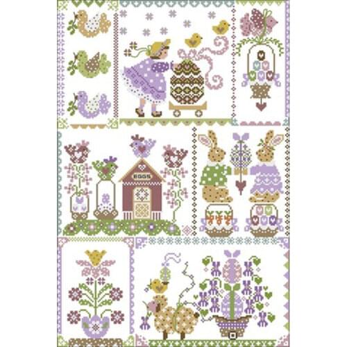 Easter girl patterns Counted Cross Stitch 11CT 14CT 18CT DIY Chinese Cross Stitch Kits Embroidery Needlework Sets
